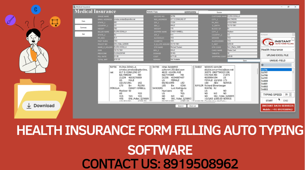 Fill Health Insurance Forms Automatically Health Insurance Form Filling Auto Typer