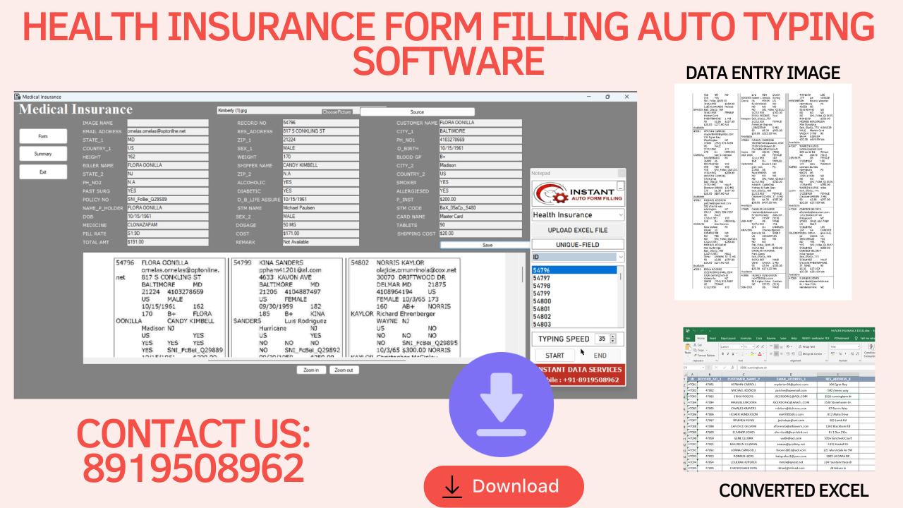 Health Insurance Form Filling Auto Typing Software latest version Auto Form Filler Set-up