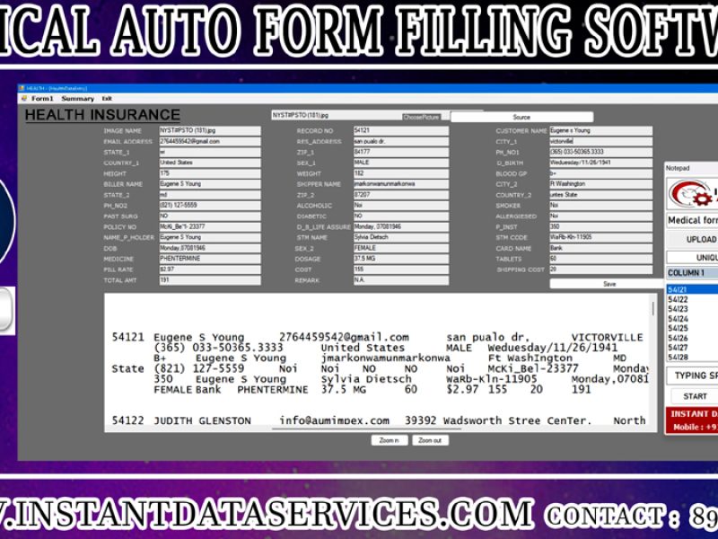 Medical Health Insurance Form Filling Auto Typer Software