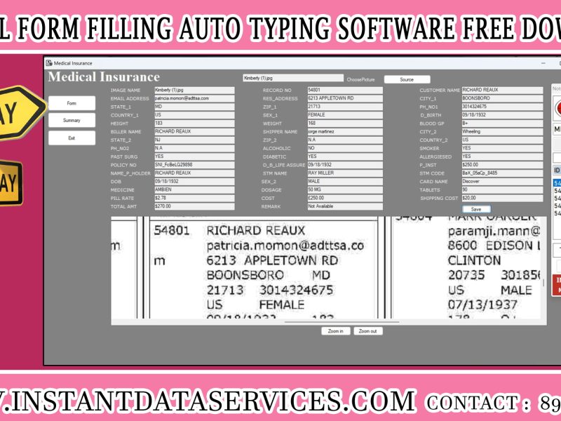 Medical Insurance Automatic form filling software