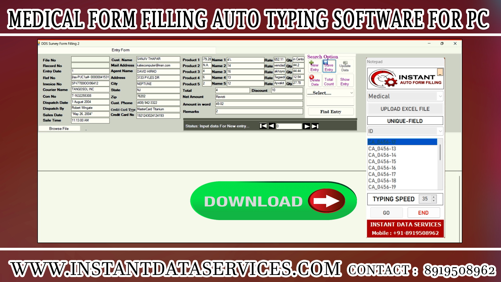 Medical Form Filling Auto Typer Software